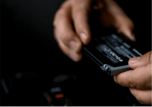 close-up of a person holding a device